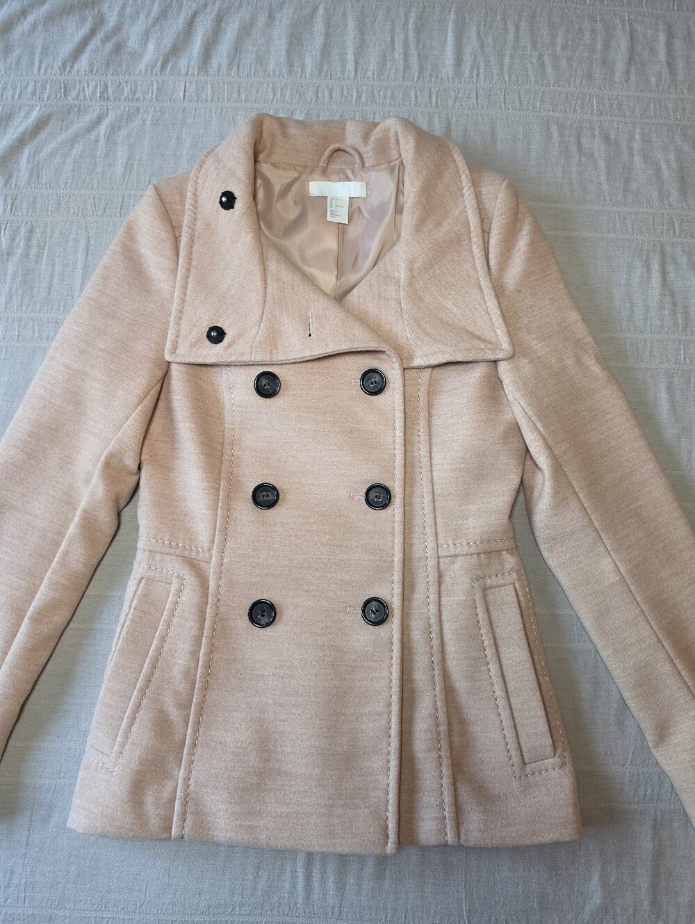 H & M Blush Pea Coat Women's Size 2 - Picture 14 of 14